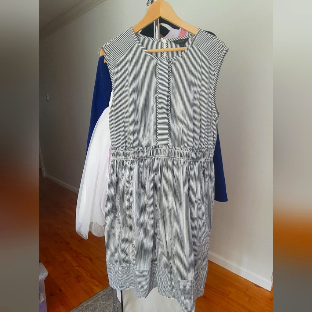 Jcrew Blue and white stripe dress. Size 12, cotton.
